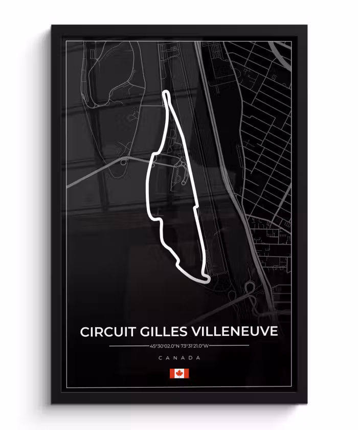 Poster met lijst - Racing - Racebaan - Circuit Gilles Villeneuve - Canada - F1 - Zwart