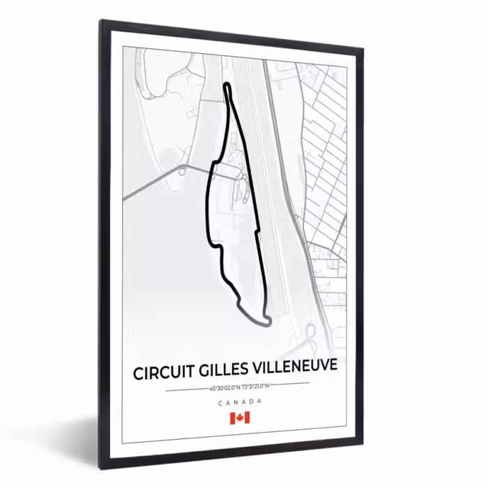 Poster met lijst - Racing - Racebaan - Circuit Gilles Villeneuve - Circuit - F1 - Canada - Wit