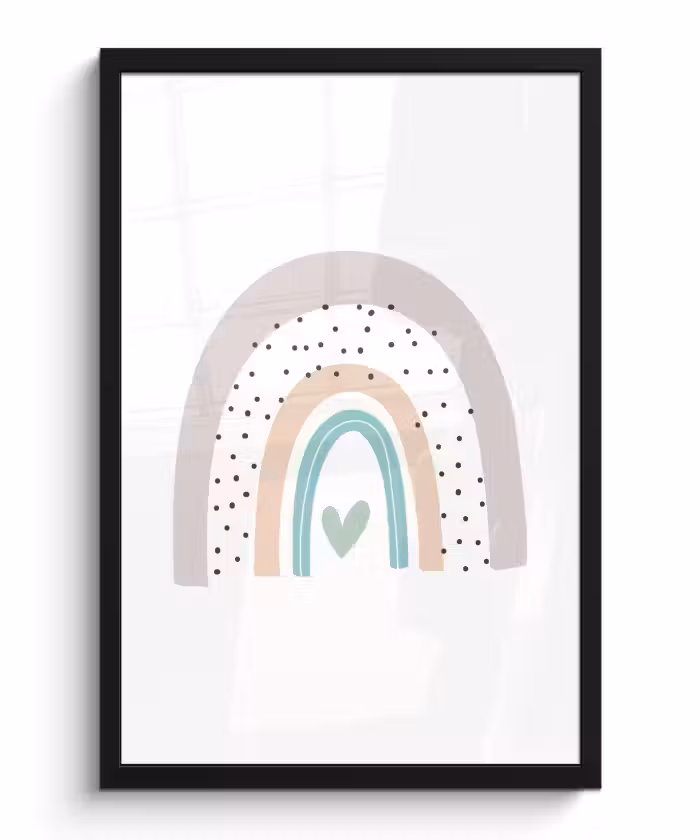 Poster met lijst - Regenboog - Hart - Stippen - Kinderen - Kids
