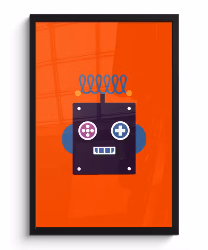Poster met lijst - Robot - Rood - Gezicht - Vormen - Jongens - Kids