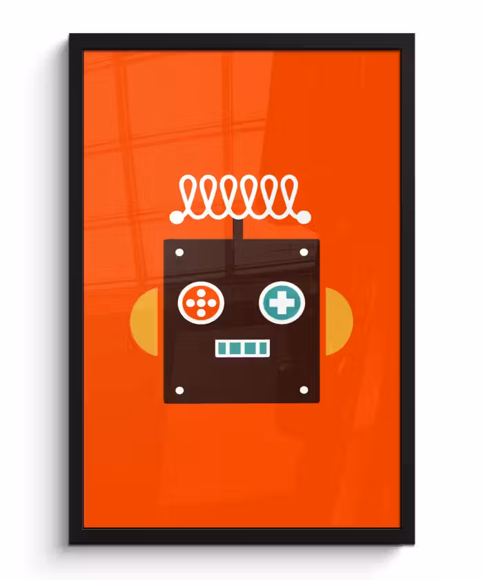 Poster met lijst - Robot - Vormen - Gezicht - Oranje - Jongens - Kinderen
