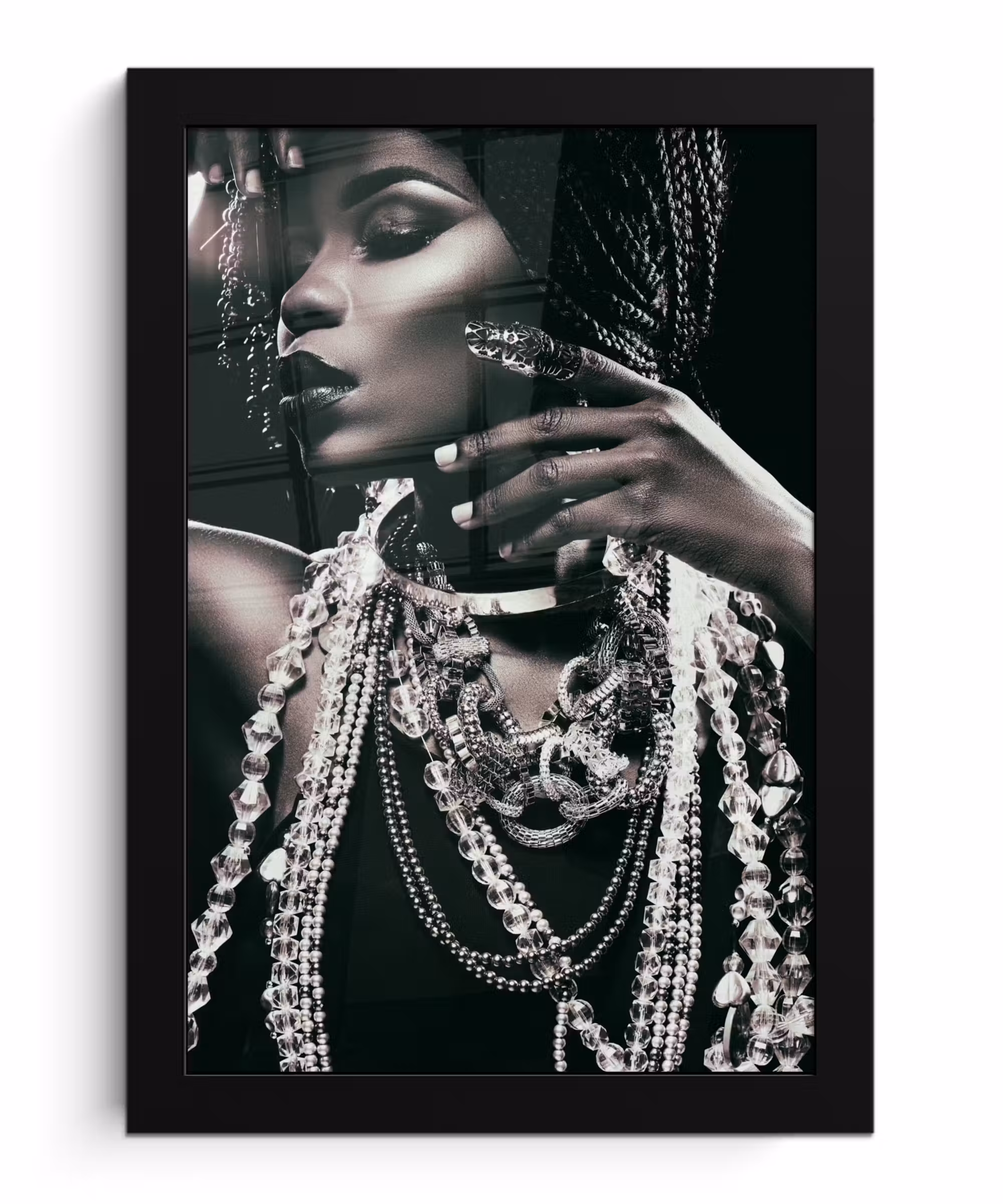 Poster met lijst - Sieraden - Vrouw - Ring - Zwart - Wit - Luxe