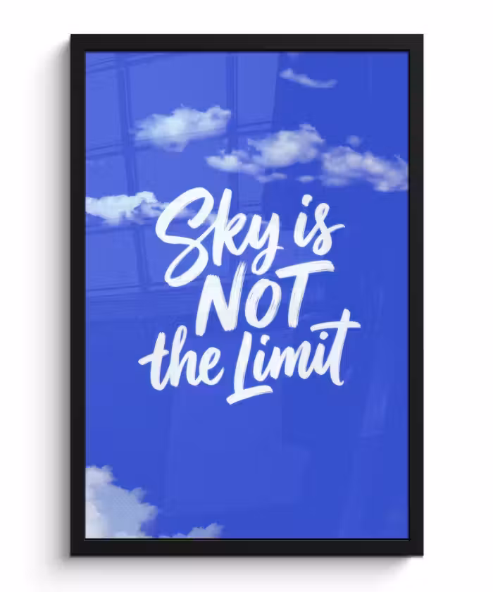 Poster met lijst - Sky is not the limit - Blauwe lucht - Wolken