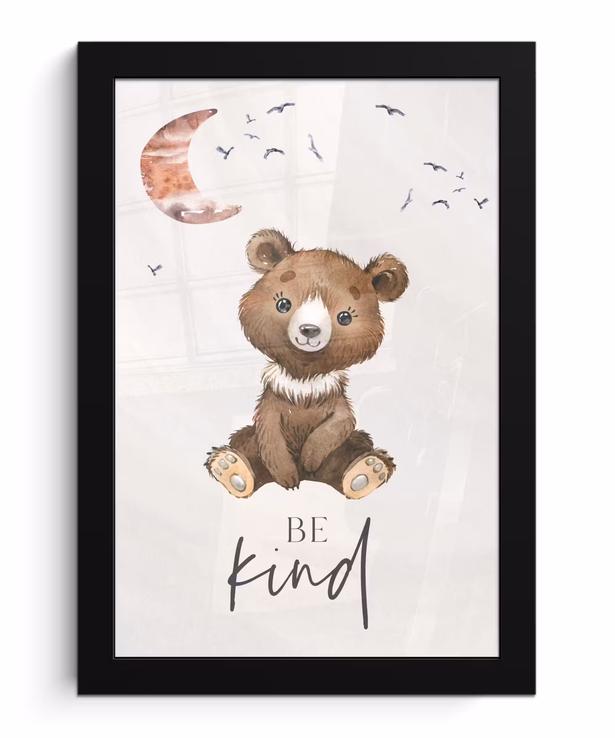Poster met lijst - Spreuken - Be kind - Kinderen - Teddybeer - Waterverf
