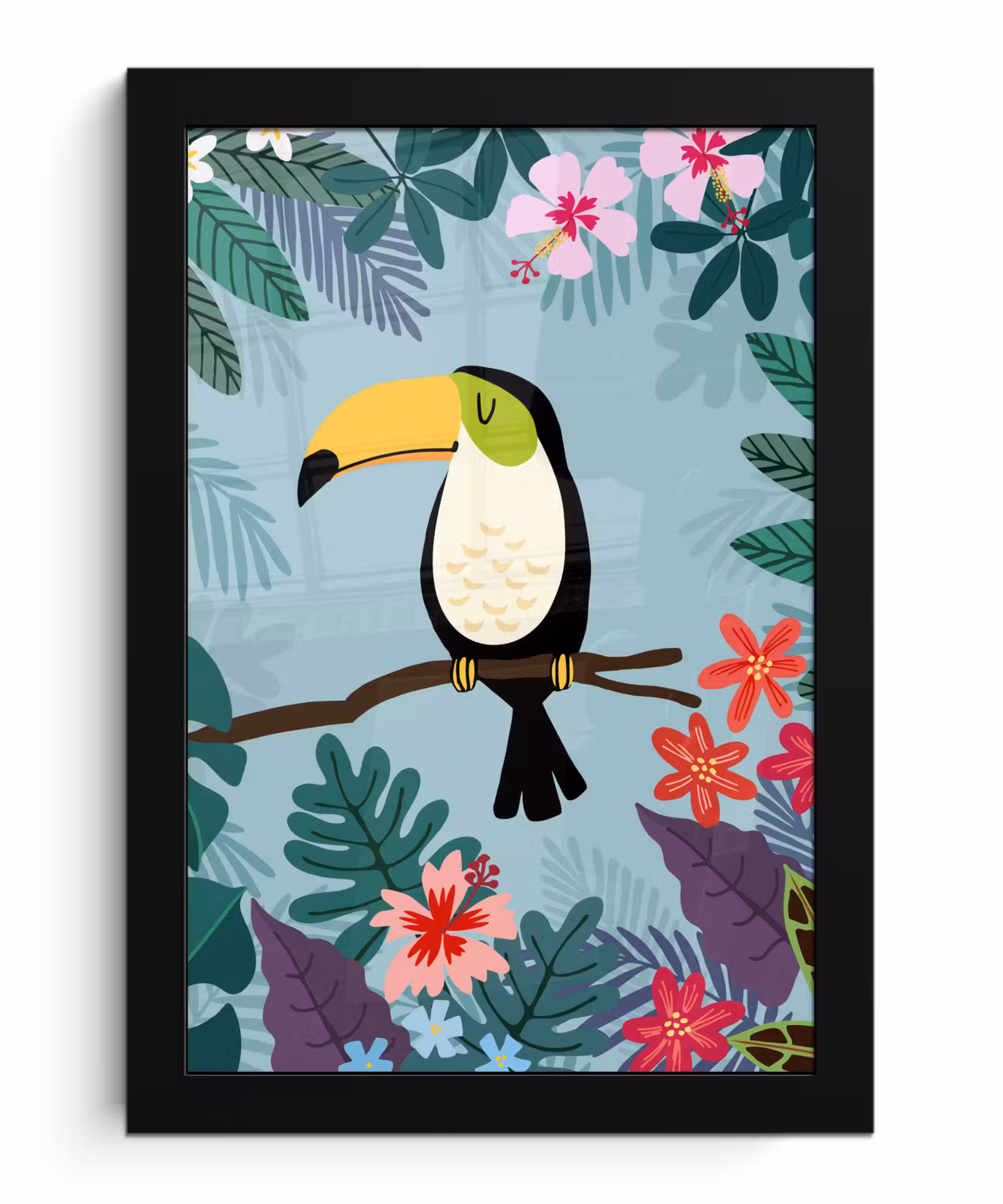 Poster met lijst - Toekan - Planten - Bloemen - Kinderen - Dieren - Kids