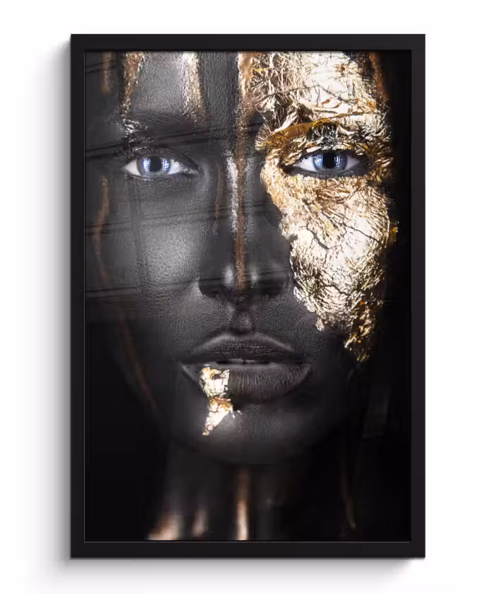 Poster met lijst - Vrouw - Bladgoud - Zwart - Goud - Luxe