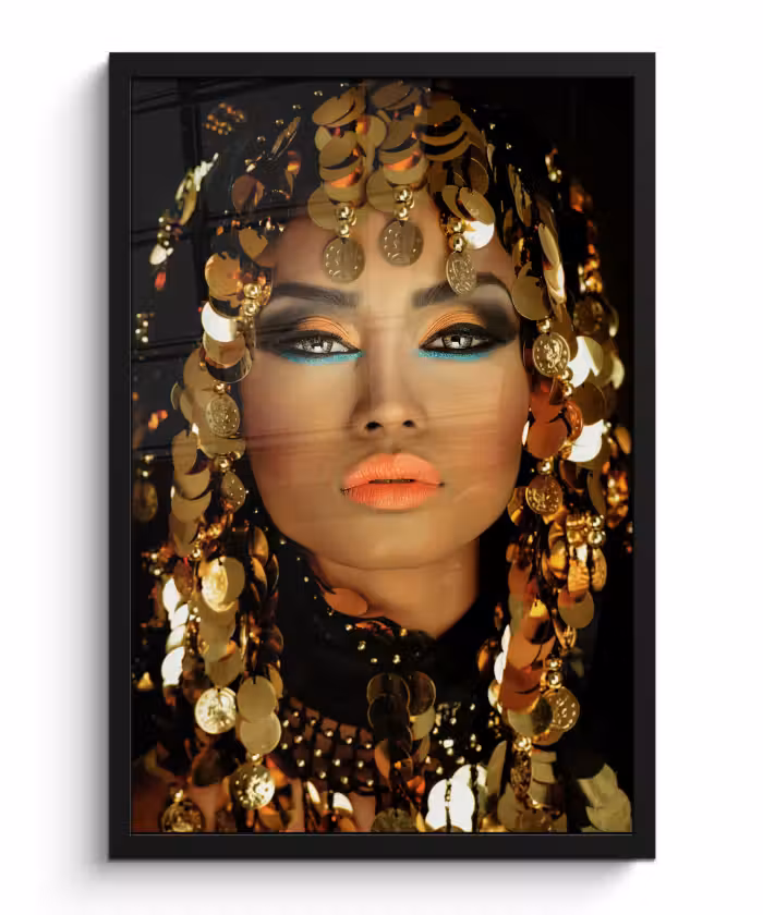 Poster met lijst - Vrouw - Cleopatra - Goud - Sieraden - Make up - Luxe