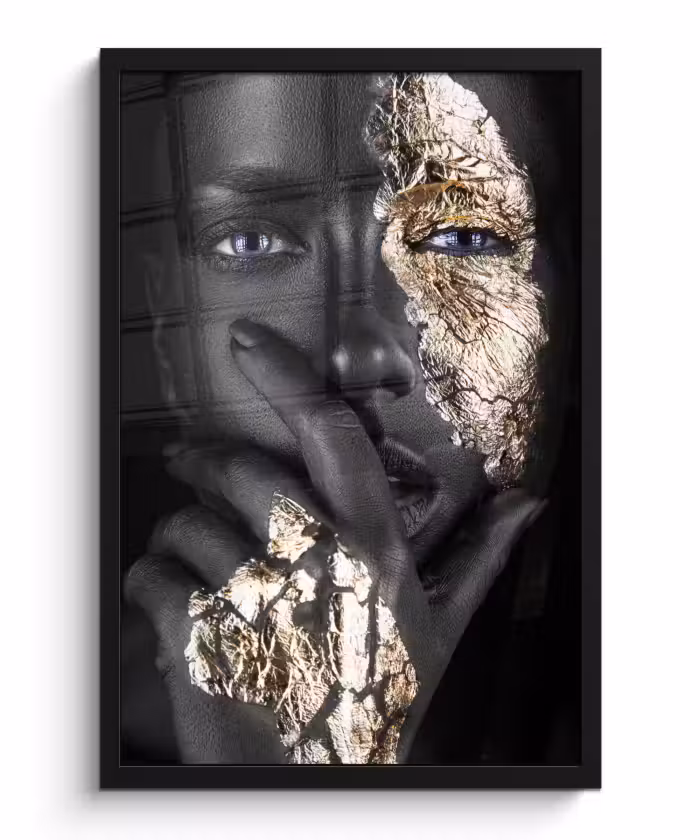 Poster met lijst - Vrouw - Goud - Zwart - Schmink - Luxe