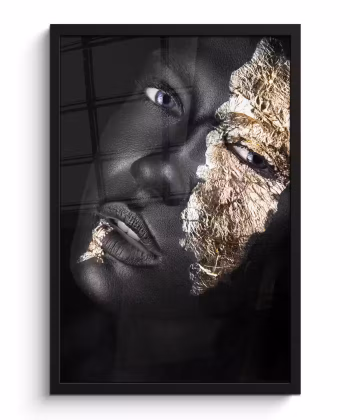 Poster met lijst - Vrouw - Goud - Zwart - Verf - Luxe