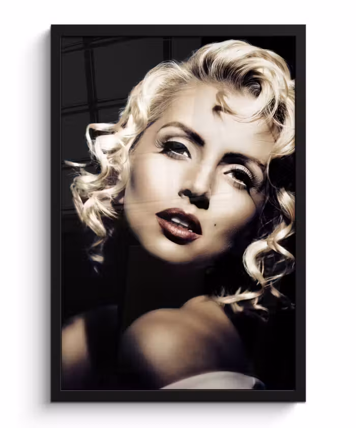 Poster met lijst - Vrouw - Vintage - Lippenstift - Blond - Krullen