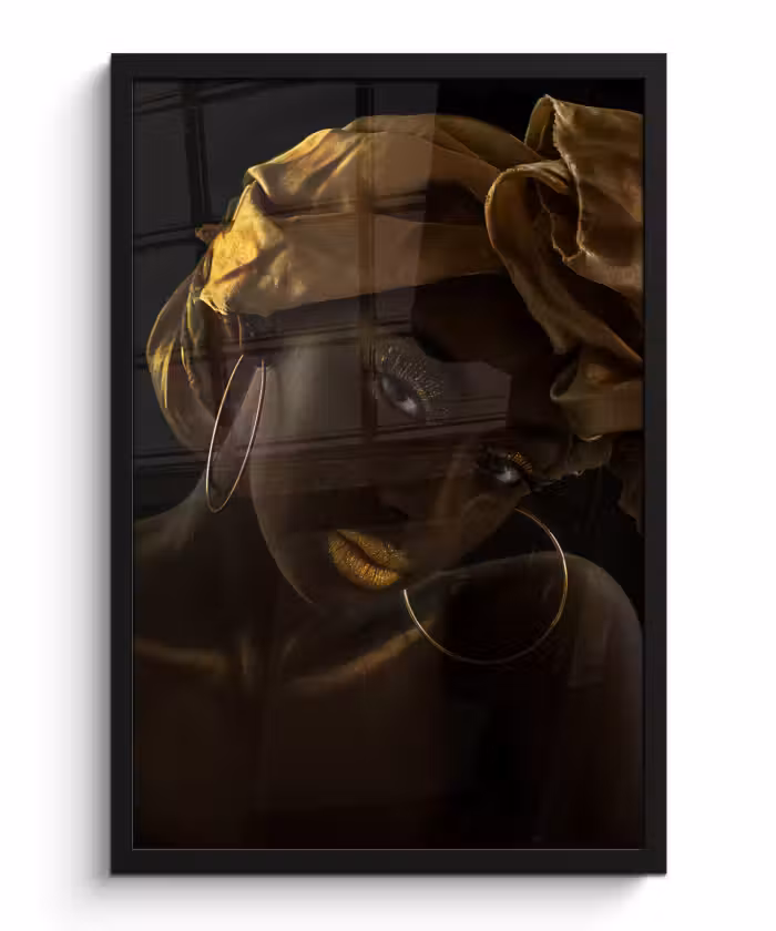 Poster met lijst - Vrouwen - Hoofddoek - Goud - Luxe