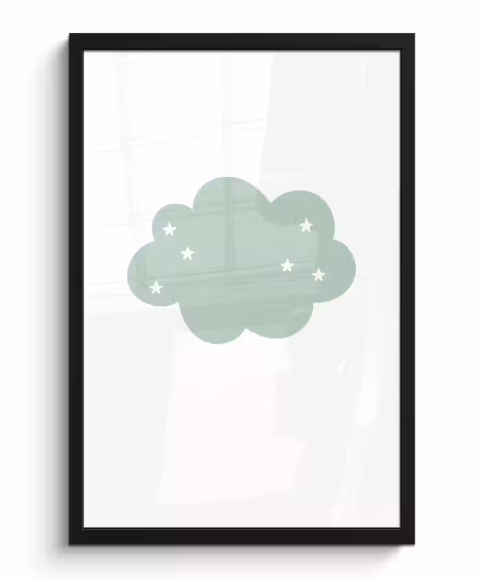 Poster met lijst - Wolk - Meiden - Jongens - Sterren - Pastel - Kind