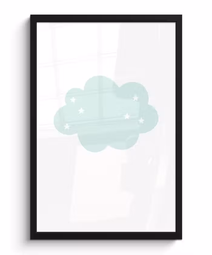 Poster met lijst - Wolk - Sterretjes - Pastel - Kinderen - Baby