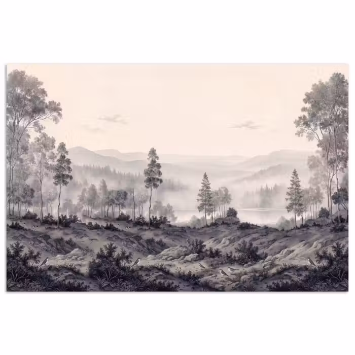 Poster - Mistig - Berglandschap - Illustratie