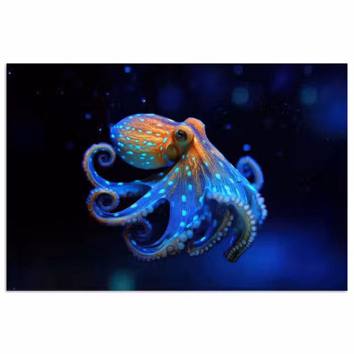 Poster – Octopus - Stippen - Blauw - Zee