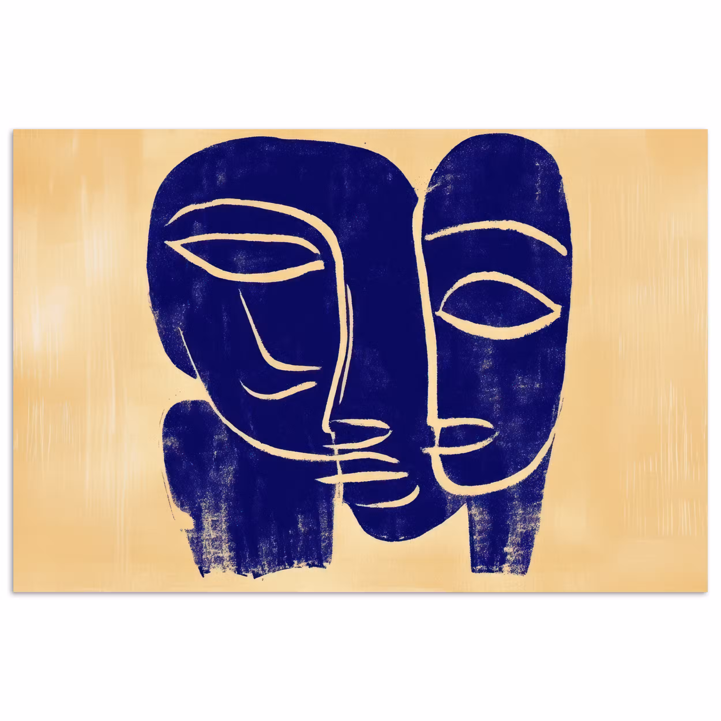 Poster – Okergeel - Blauw - Eenvoudige lijnen