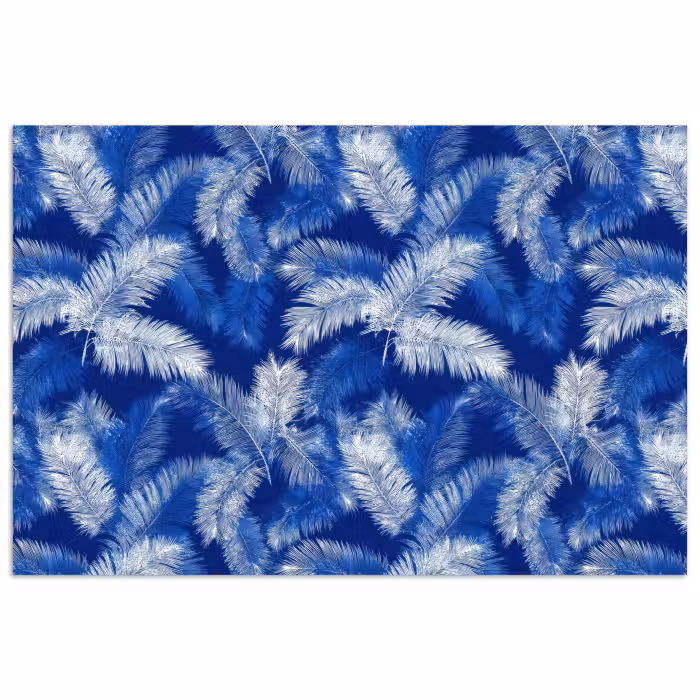 Poster - Palmblad - Patroon - Blauw