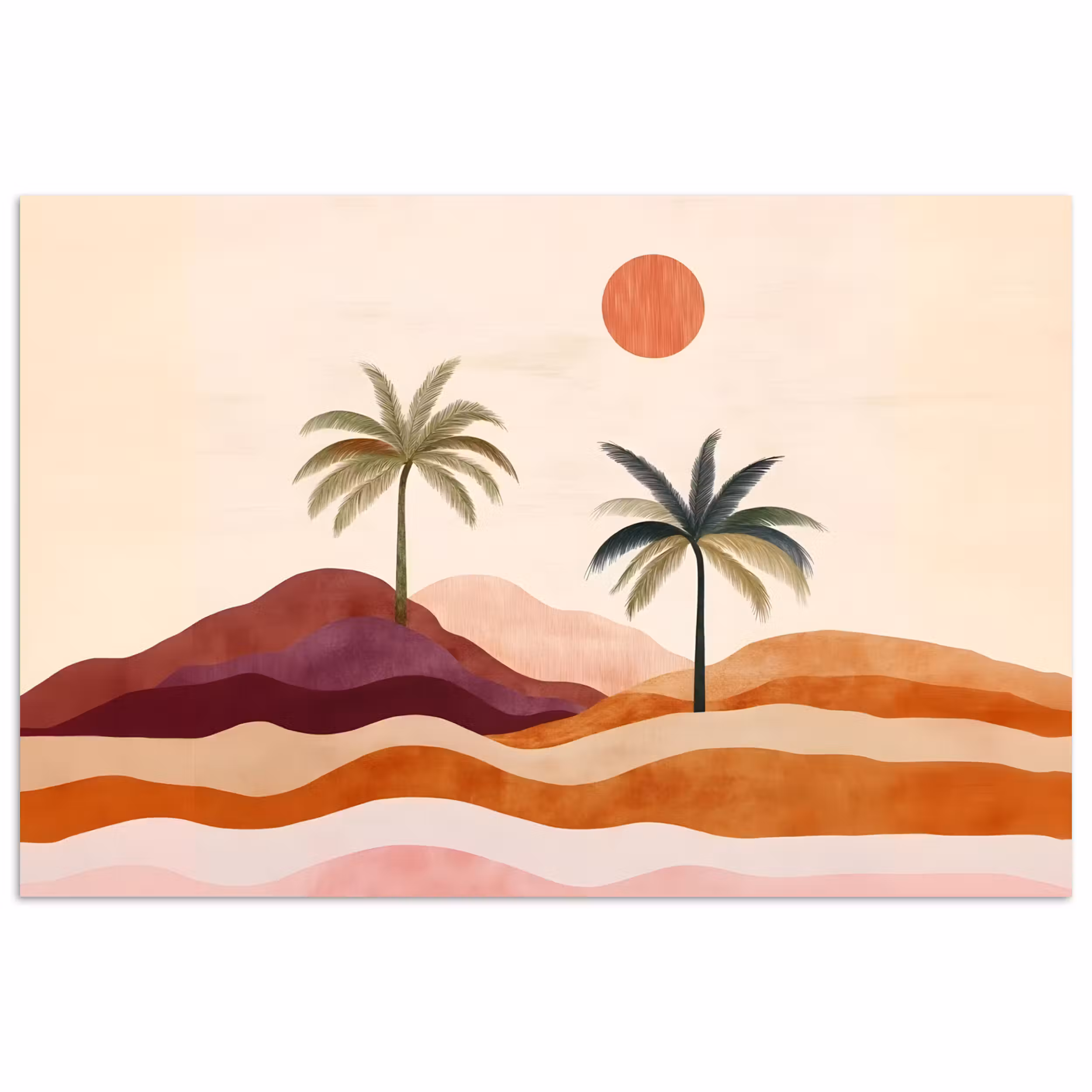 Poster – Palmbomen - Abstract - Zon - Heuvels