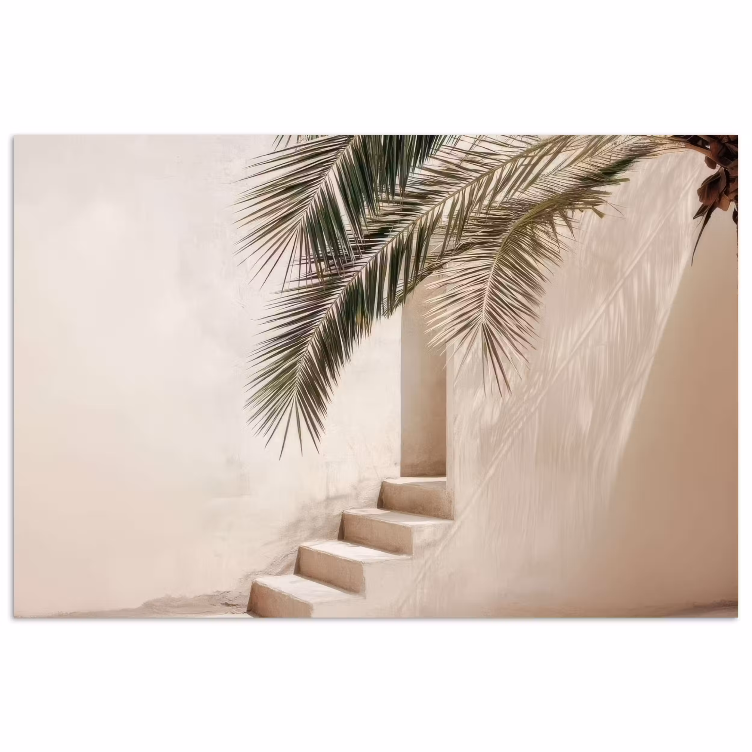 Poster – Palmboom - Schaduw - Trap - Beige