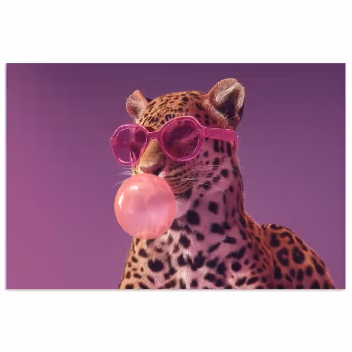 Poster – Panter - Zonnebril - Kauwgombel - Roze