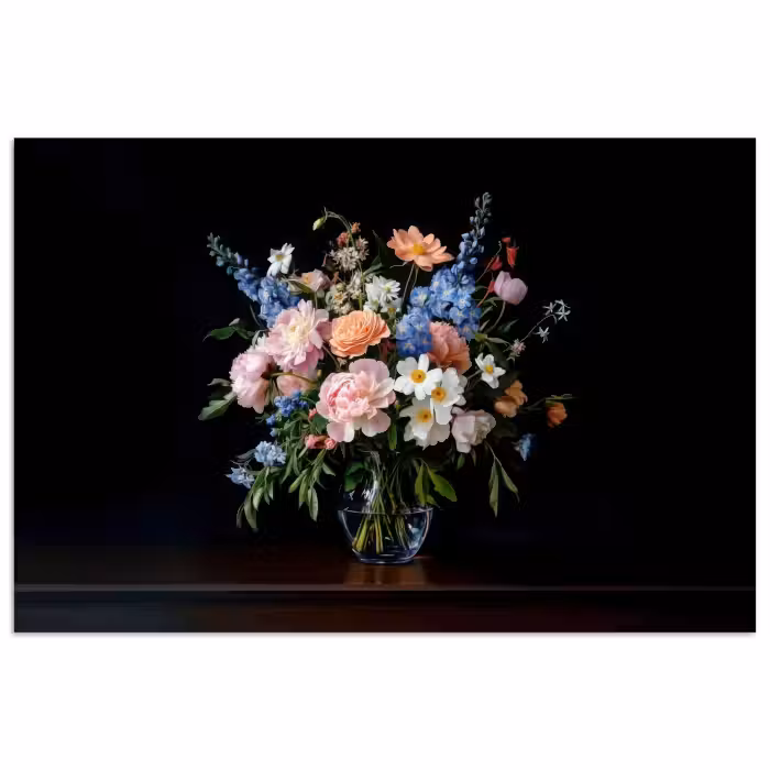 Poster – Pastel - Bloemen - Glazen - Vaas