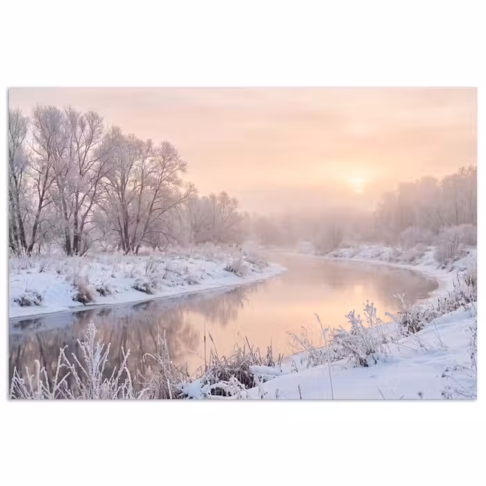 Poster - Rivier - Winter - Landschap - Sneeuw - Zonsopgang