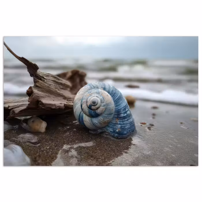 Poster – Schelp - Strand - Blauw - Zee