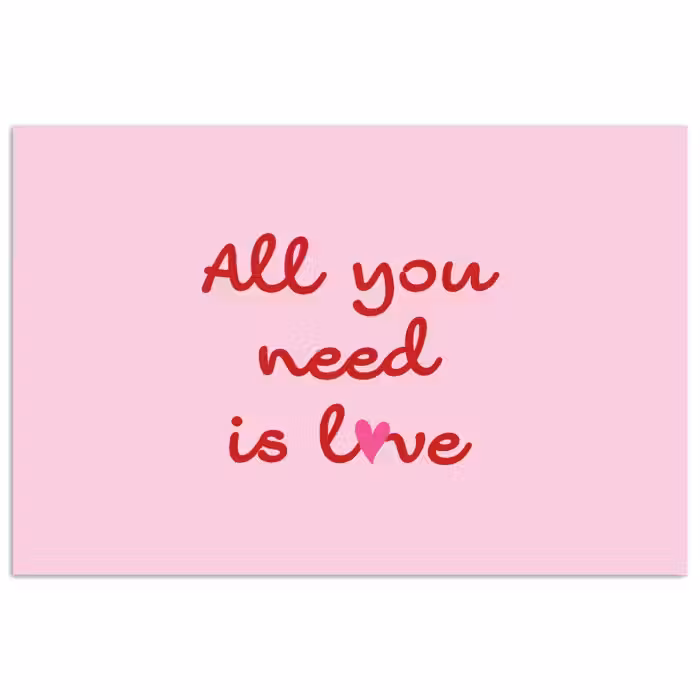 Poster - Tekst - Roze - Love - Hart