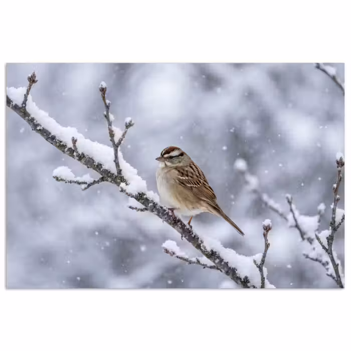Poster - Vogel - Tak - Sneeuw - Winter