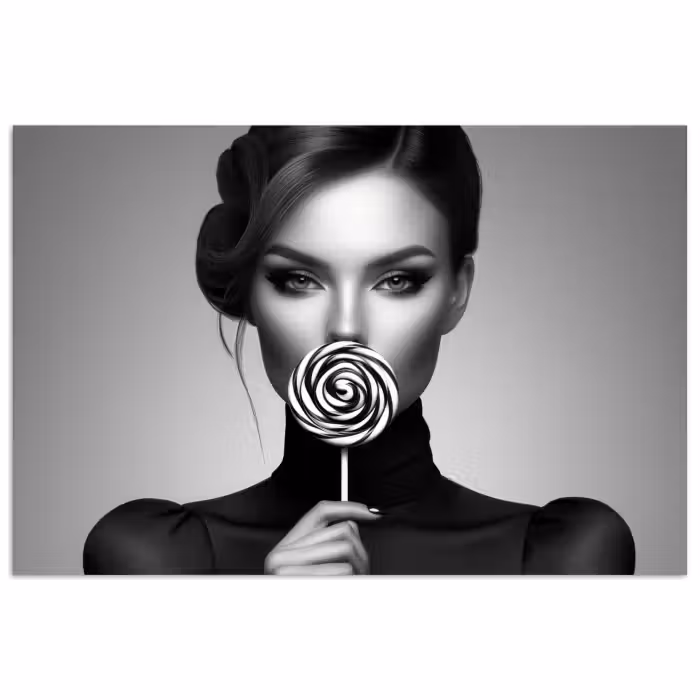 Poster – Vrouw - Lolly - Zwart