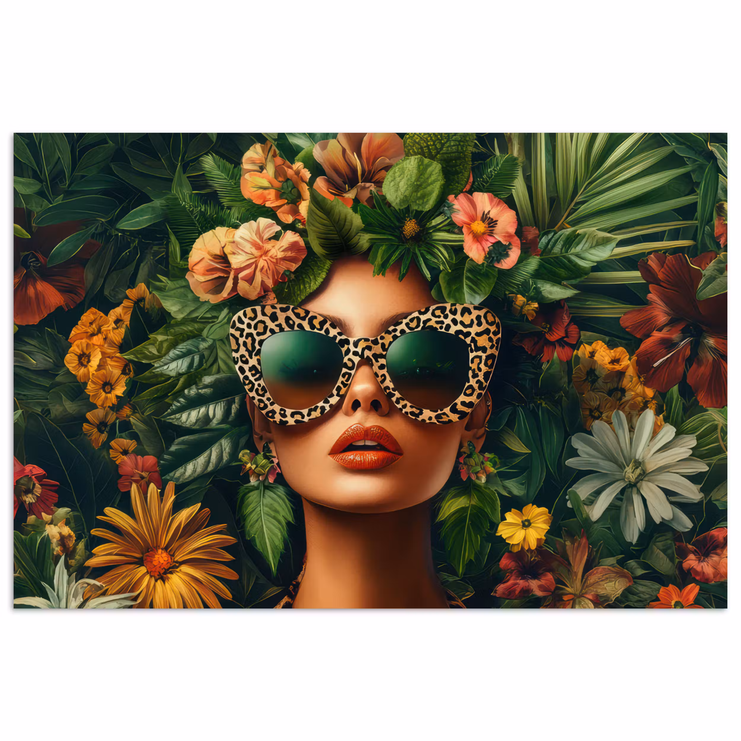 Poster – Vrouw - Panterprint - Jungle - Natuur - Luxe