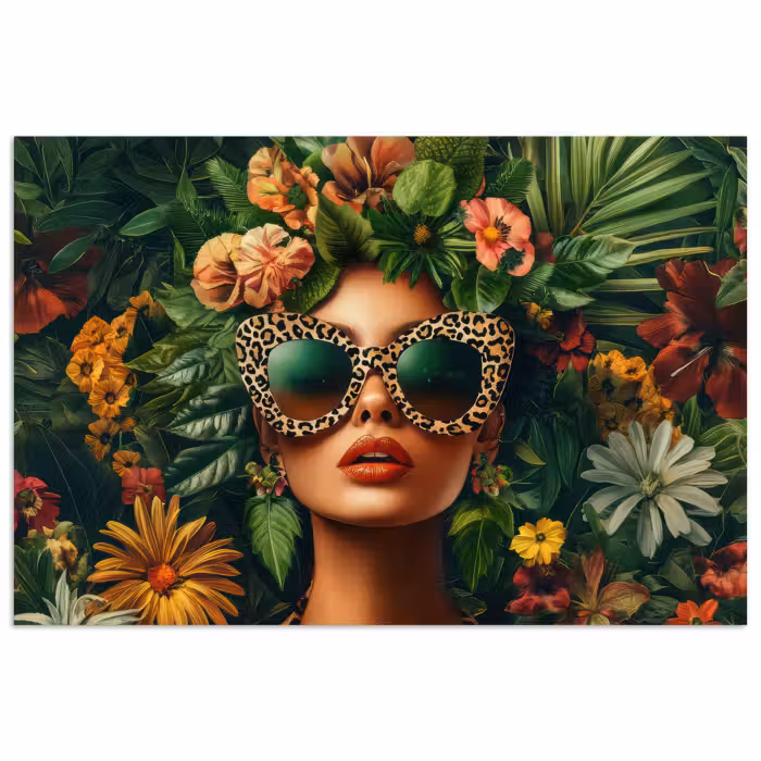 Poster – Vrouw - Panterprint - Jungle - Natuur - Luxe