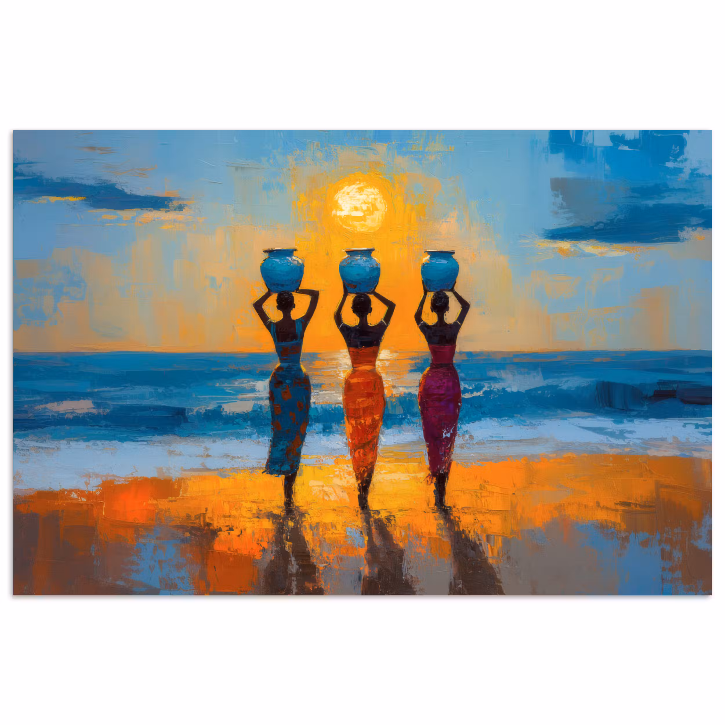 Poster – Vrouwen - Strand - Zondsondergang