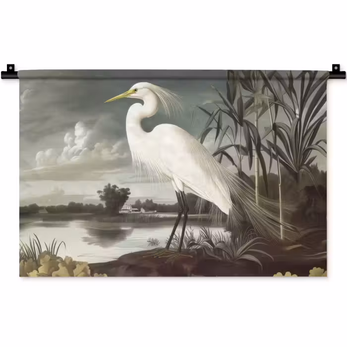 Wandkleed - Reiger - Planten - Wolken - Wit