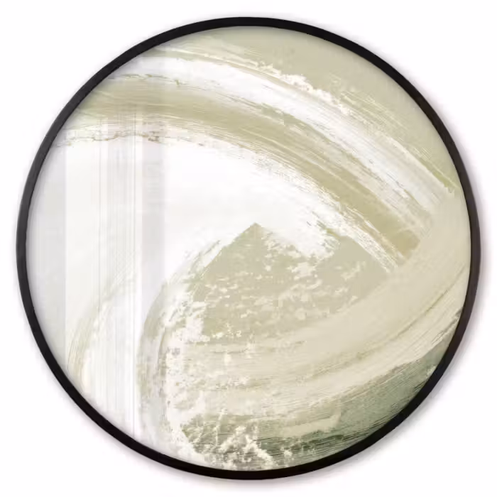 Ronde fotolijst - Abstract - Penseelstreken - Golven - Groen