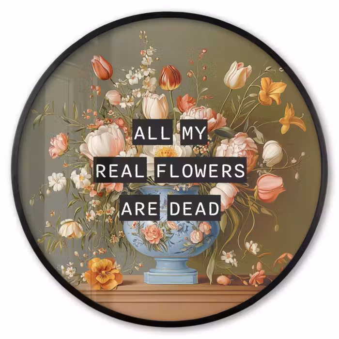 Ronde fotolijst - Bloem - Quote - Vintage - Art