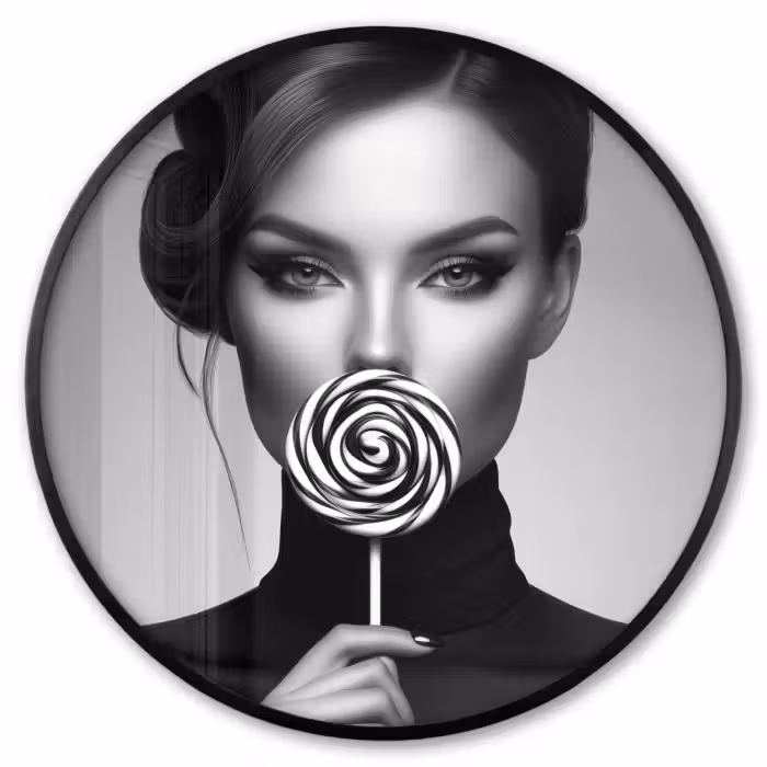 Ronde fotolijst - Vrouw - Lolly - Zwart