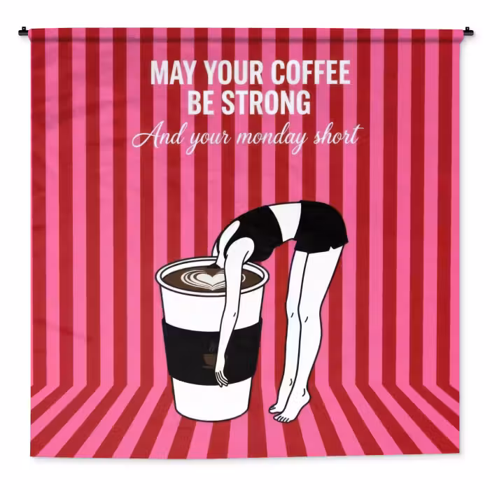Wandkleed - Roze - Strepen - Koffie - Maandag