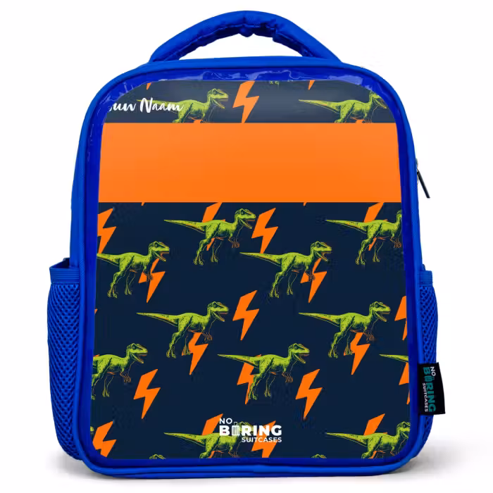 Kinderrugzak met naam - Blauw - Dinos - Bliksem - Dieren - Blauw