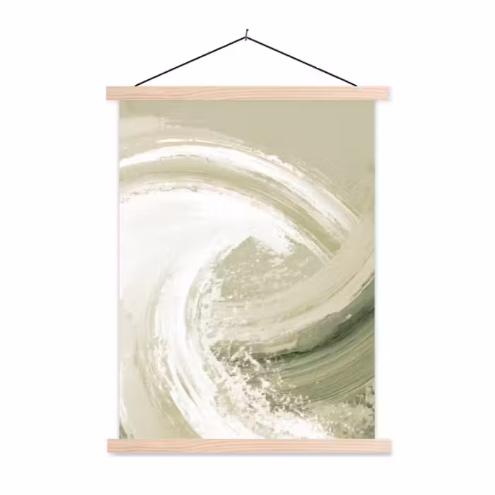 Schoolplaat - Abstract - Penseelstreken - Golven - Groen