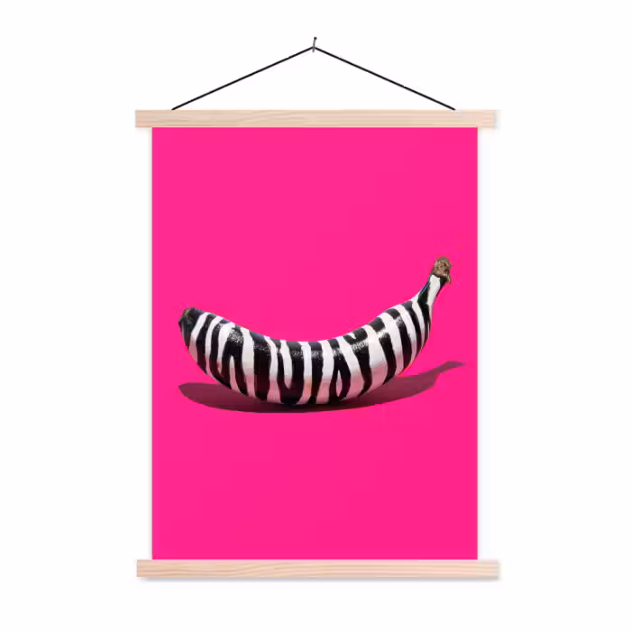 Schoolplaat - Banaan - Zebraprint - Roze