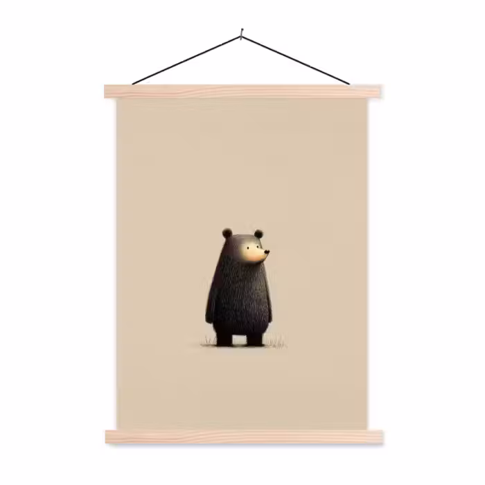 Schoolplaat - Beer - Donkerbruin - Minimalistisch
