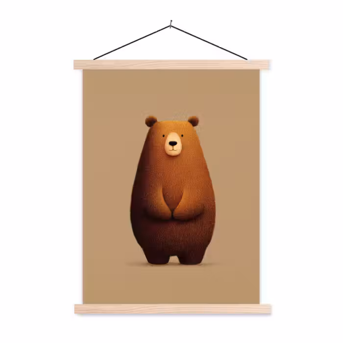 Schoolplaat - Beer - Minimalistisch - Bruin