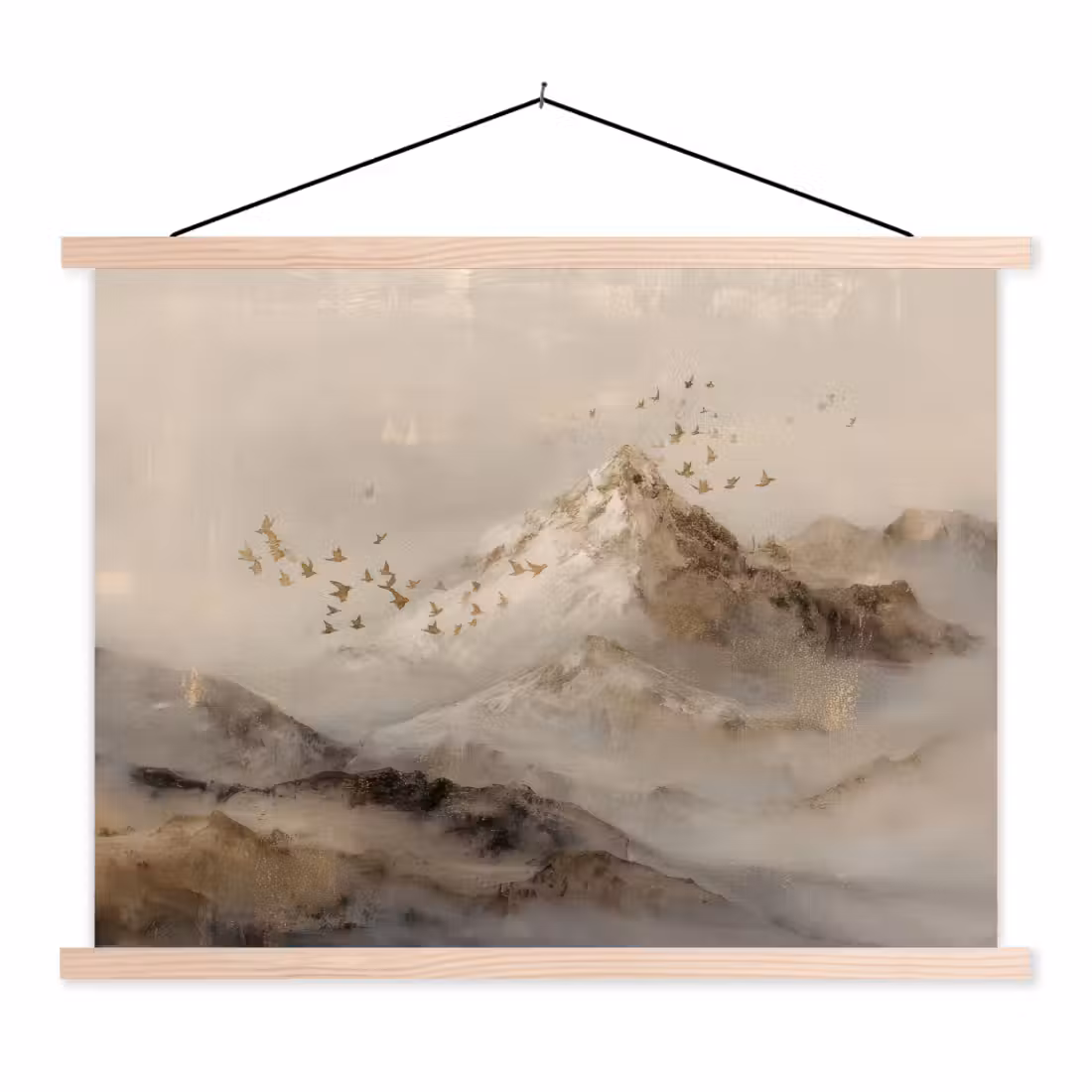 Schoolplaat - Berglandschap - Mist  - Penseelstreken