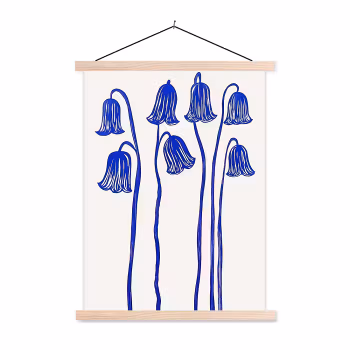 Schoolplaat - Bloemen - Blauw - Lijnen - Bloemblaadjes