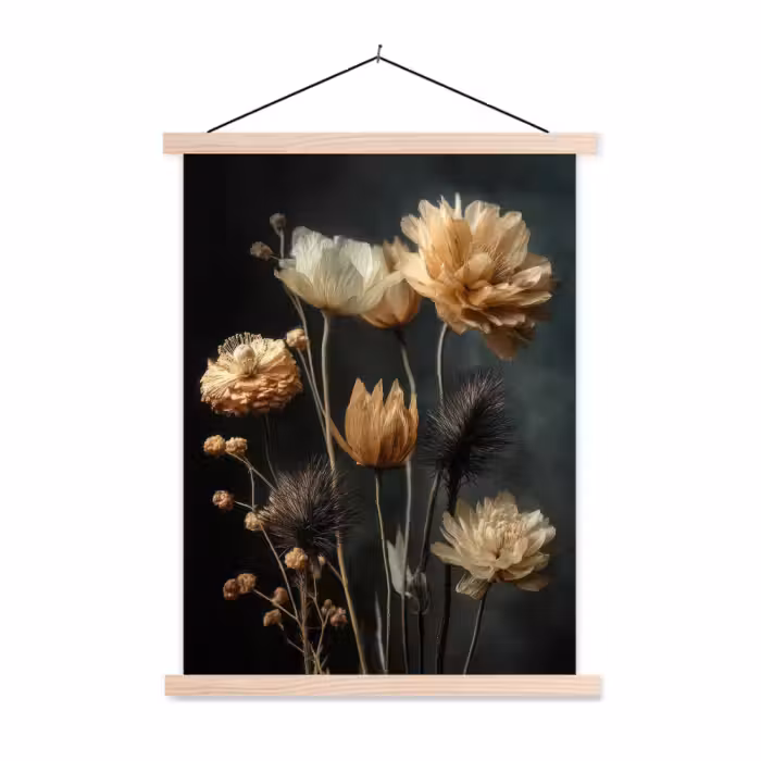Schoolplaat - Boeket - Bloemen - Licht - Zwart