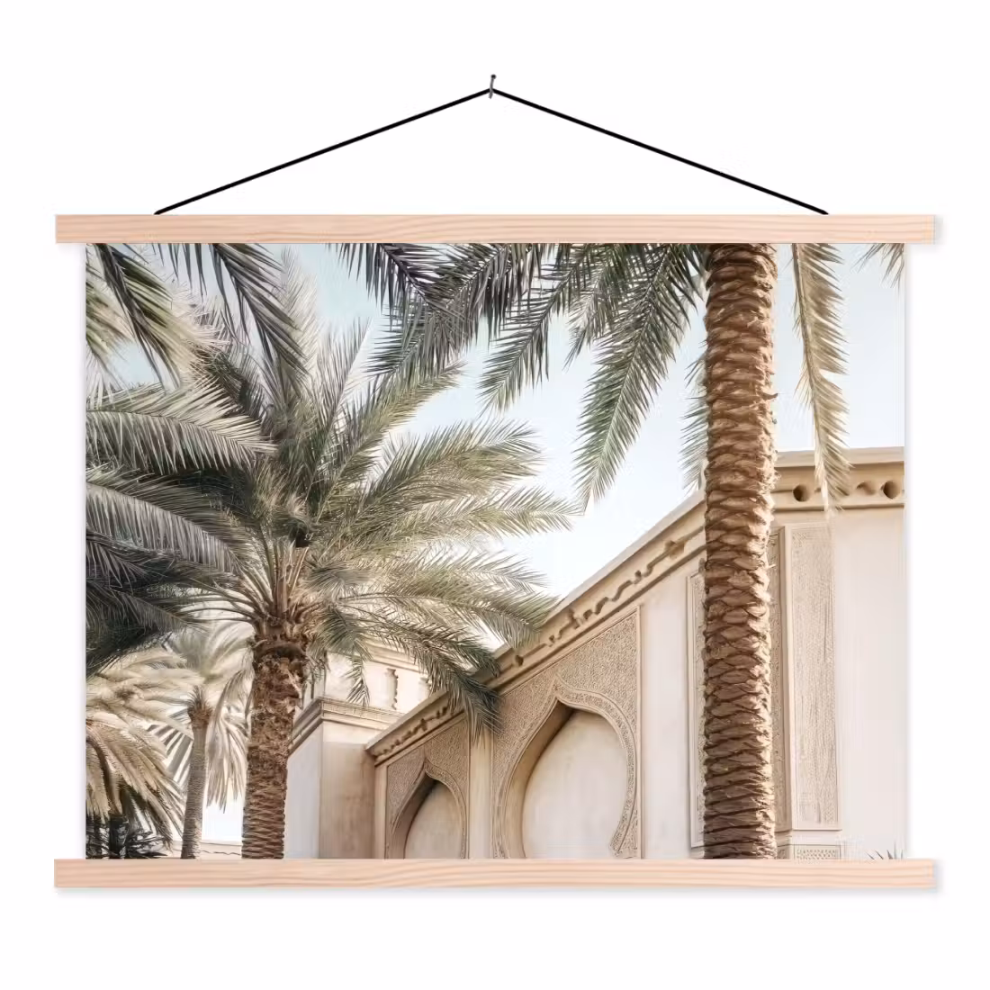 Schoolplaat - Gebouw - Palmbomen - Beige - Zon