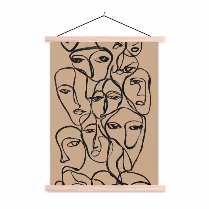 Schoolplaat - Gezichtenzee - Lijntekening - Abstract