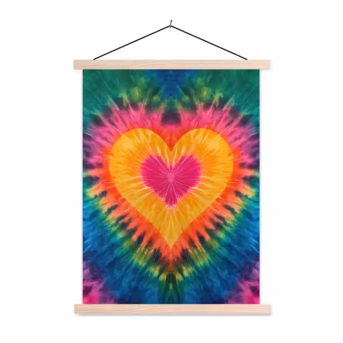 Schoolplaat - Hart - Tie Dye - Kleurrijk