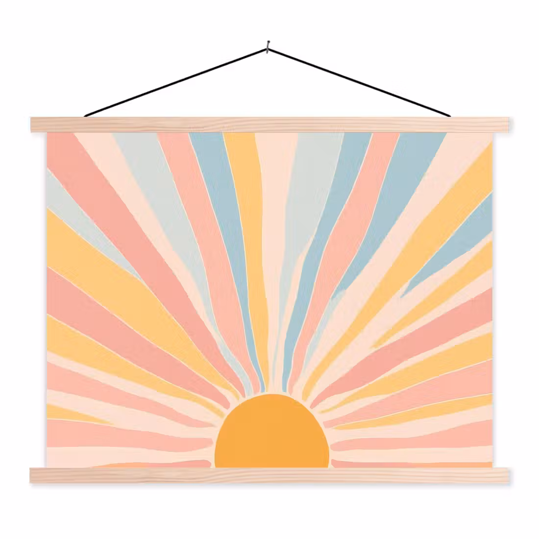 Schoolplaat -  Illustratie - Zon - Pastelkleuren